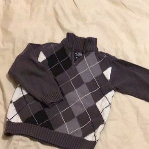 Childrens Place Argyle zipper up sweater in grey
